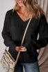 Eyelet Pattern Detail V Neck Drop Shoulder Sweater
